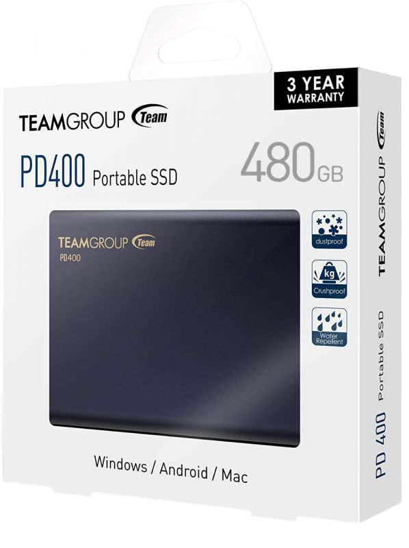 Накопичувач зовнішній SSD USB 480GB Team PD400 (T8FED4480G0C108)