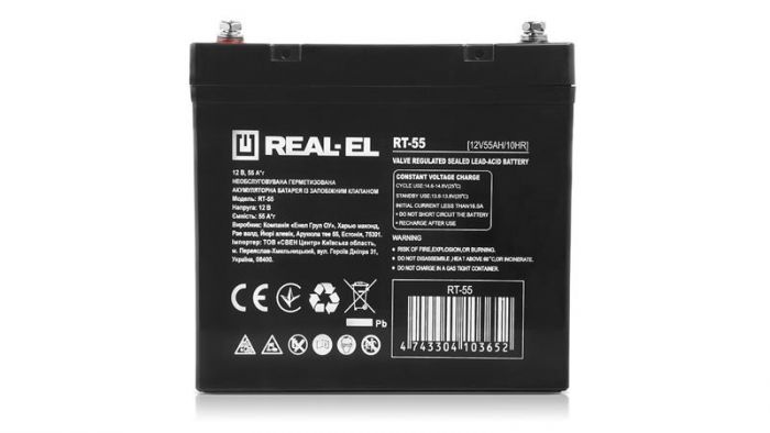 Акумуляторна батарея REAL-EL 12V 55AH (EL122220002) AGM