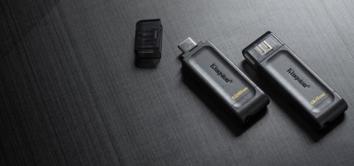 Флеш-накопичувач USB3.2 128GB Type-C Kingston DataTraveler 70 Black (DT70/128GB)