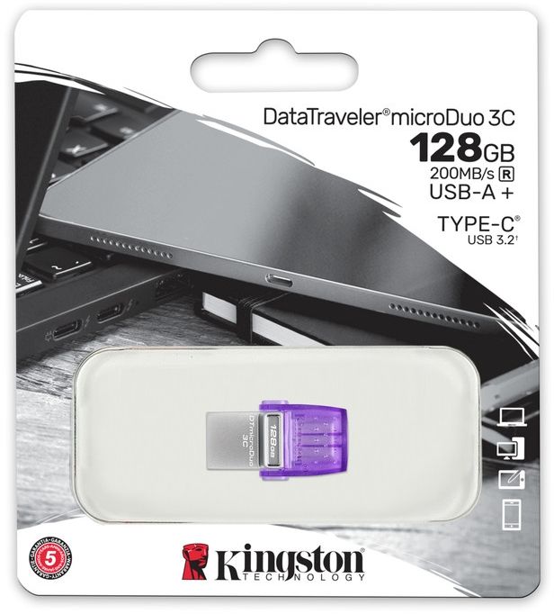 Флеш-накопичувач USB3.2 128GB Type-C Kingston DataTraveler microDuo 3C (DTDUO3CG3/128GB)