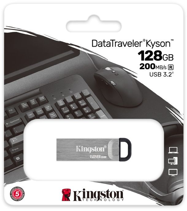 Флеш-накопичувач USB3.2 128GB Kingston DataTraveler Kyson Silver/Black (DTKN/128GB)