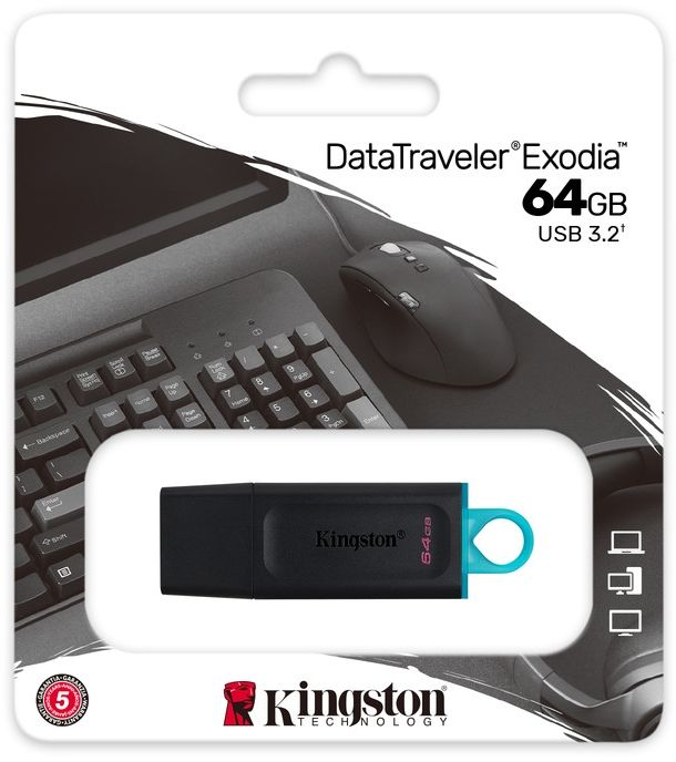 Флеш-накопичувач USB3.2 64GB Kingston DataTraveler Exodia Black/Teal (DTX/64GB)