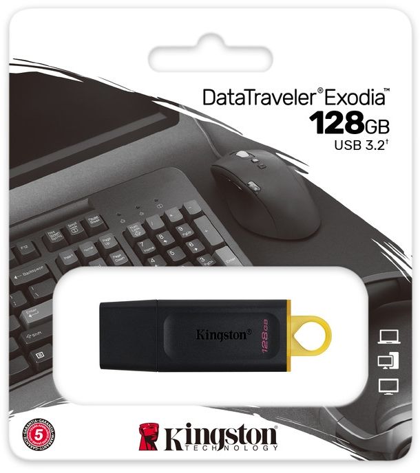 Флеш-накопичувач USB3.2 128GB Kingston DataTraveler Exodia Black/Yellow (DTX/128GB)