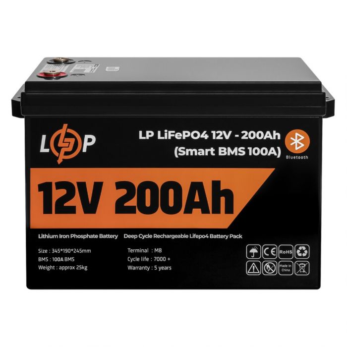 Акумуляторна батарея LogicPower 12V 200 AH (2560Wh) для ДБЖ (Smart BMS 100А) LiFePO4