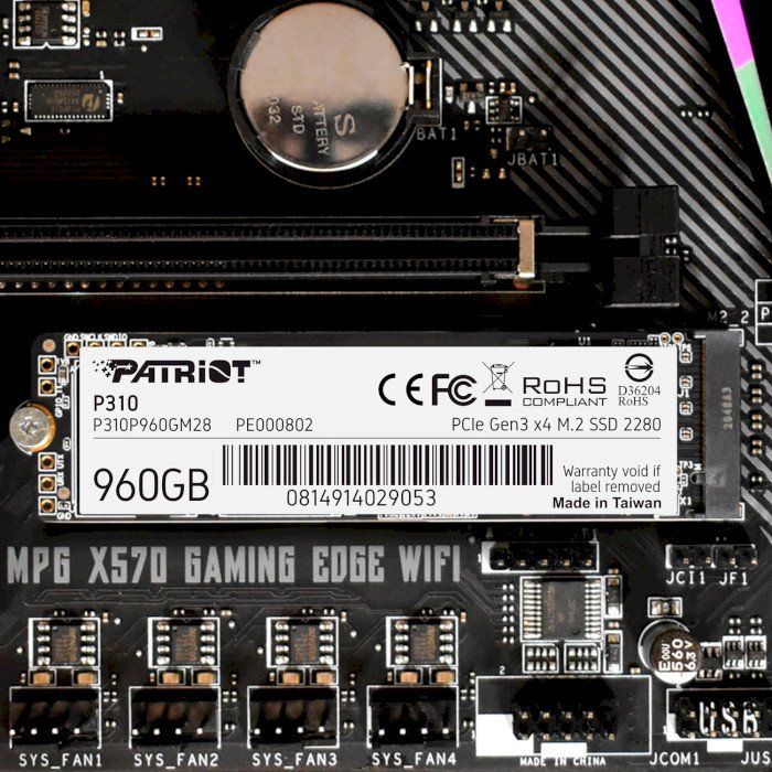 Накопичувач SSD  960GB Patriot P310 M.2 2280 PCIe NVMe 3.0 x4 TLC (P310P960GM28)