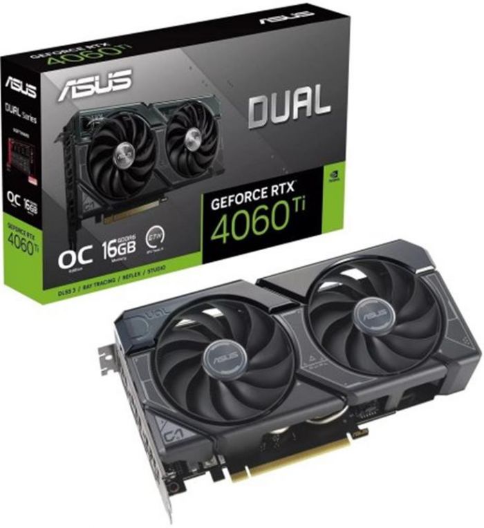 Відеокарта GF RTX 4060 Ti  16GB GDDR6 Dual OC Asus (DUAL-RTX4060TI-O16G)