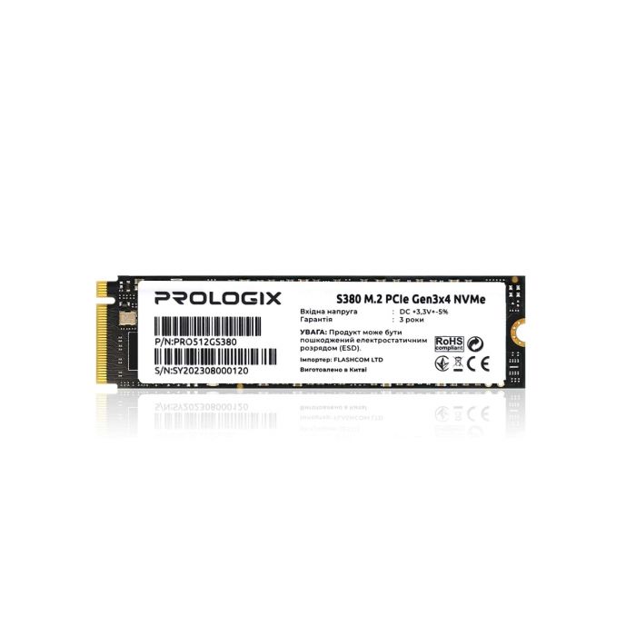 Накопичувач SSD  512GB Prologix S380 M.2 2280 PCIe 3.0 x4 NVMe TLC (PRO512GS380)