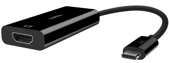 Адаптер Belkin HDMI - USB Type C V 2.0 (F/M), 0.1 м, чорний (F2CU038btBLK)