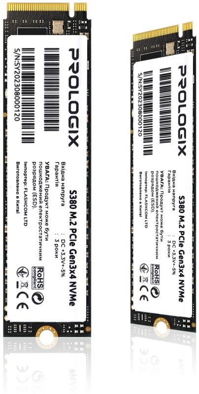 Накопичувач SSD  256GB Prologix S380 M.2 2280 PCIe 3.0 x4 NVMe 3D TLC (PRO256GS380)