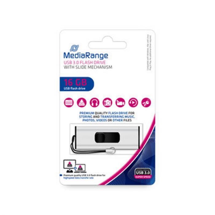 Флеш-накопичувач USB3.0 16GB MediaRange Black/Silver (MR915)