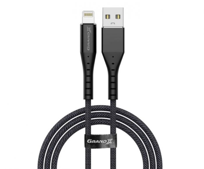 Кабель Grand-X USB - Lightning (M/M), 1.2 м, Black (FL-12B)