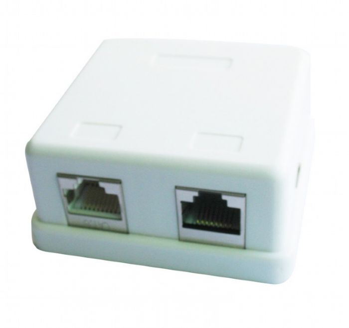 Розетка Cablexpert (NCAC-HS-SMB2) 2хRJ-45, Cat5Е, зовнішня, біла