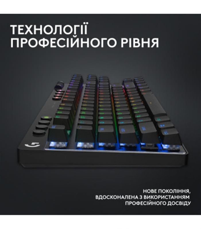 Клавiатура бездротова Logitech G PRO X TKL Lightspeed Black Tactile (920-012136)