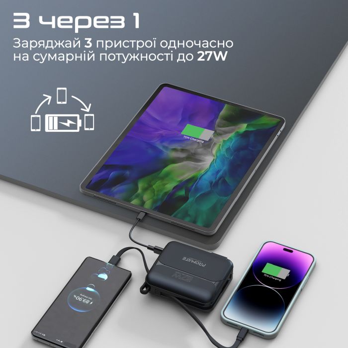 Універсальна мобільна батарея Promate PowerPack-20Pro Black 20000mAh