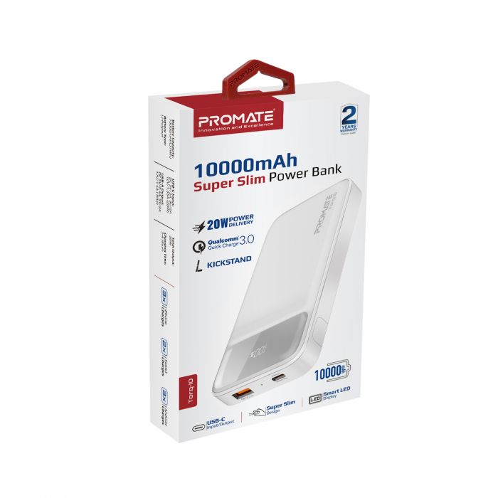 Універсальна мобільна батарея Promate Torq-10 White 10000mAh