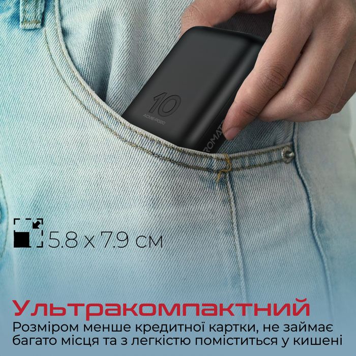 Універсальна мобільна батарея Promate Acme-PD20 Black 10000mAh