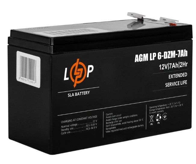 Акумуляторна батарея LogicPower 12V 7AH (LP 6-DZM-7 Ah) AGM