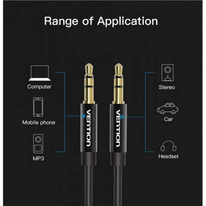 Кабель Vention 3.5 мм - 3.5 мм (M/M), 3 м, Black (BAGBI)