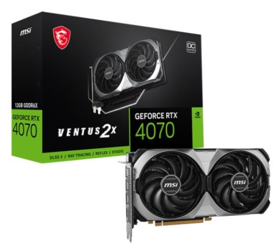 Відеокарта GF RTX 4070 12GB GDDR6X Ventus 2X E OC MSI (GeForce RTX 4070 VENTUS 2X E 12G OC)