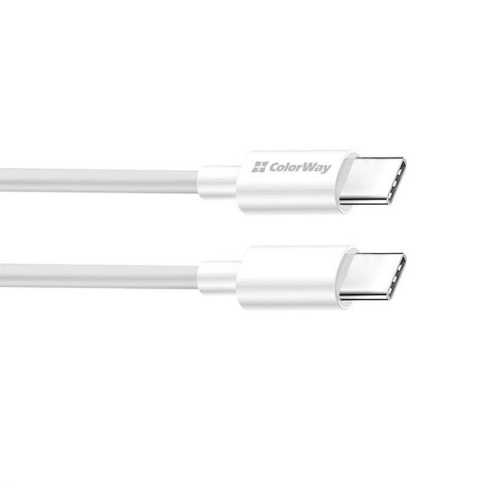 Кабель ColorWay USB Type-C - USB Type-C (M/M), PD Fast Charging 65W, 3.0 А, 2 м, White (CW-CBPDCC056-WT)