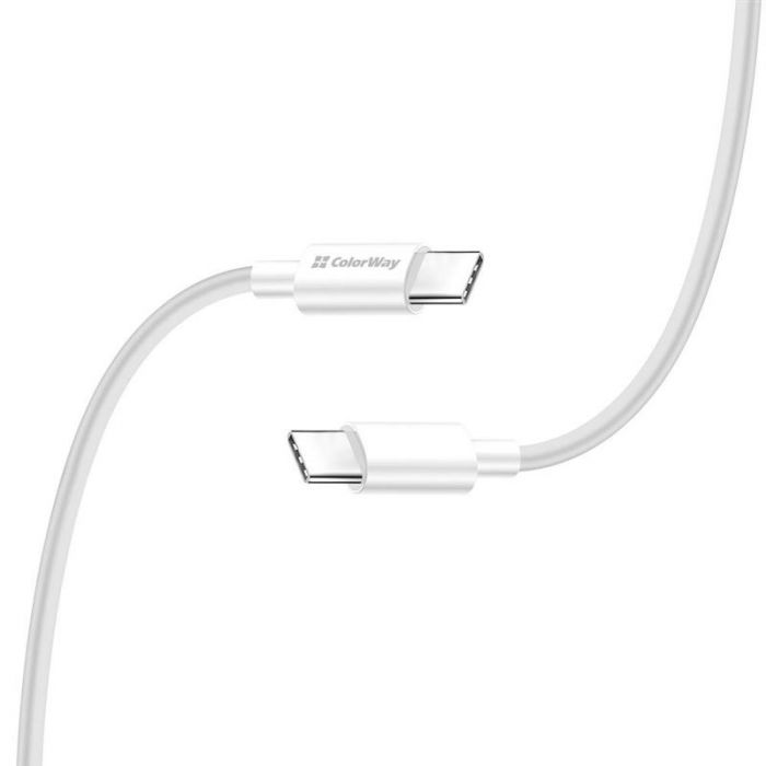 Кабель ColorWay USB Type-C - USB Type-C (M/M), PD Fast Charging 65W, 3.0 А, 2 м, White (CW-CBPDCC056-WT)