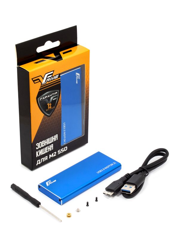 Зовнішня кишеня Frime M.2 NGFF SATA, USB 3.0, Metal, Blue (FHE202.M2U30)