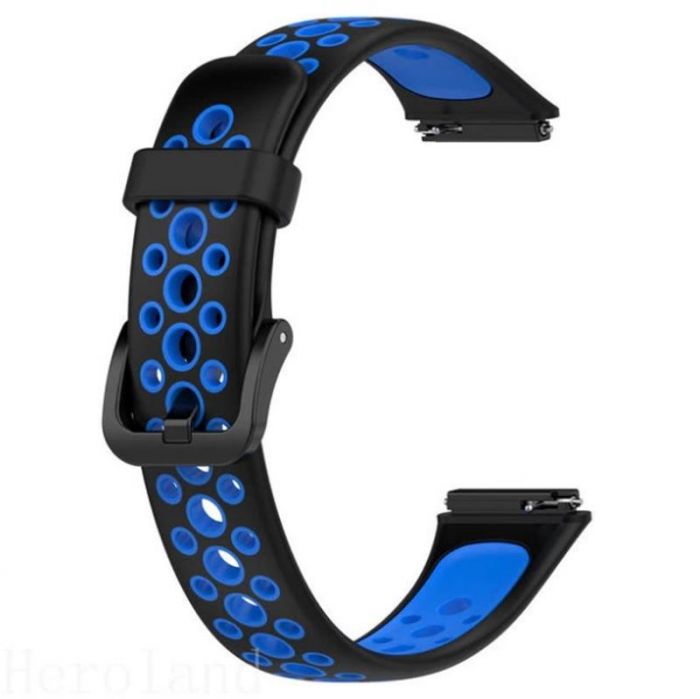 Ремінець BeCover Vents Style для Huawei Band 7/Honor Band 7 Black-Blue (709437)