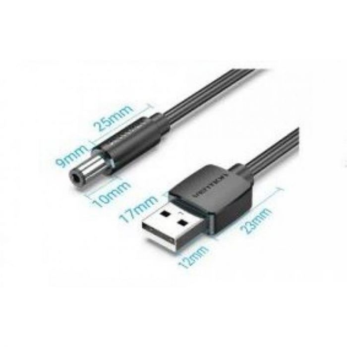 Кабель Vention USB - DC (M/M), 5.5 мм, 1 м, Black (CEYBF)