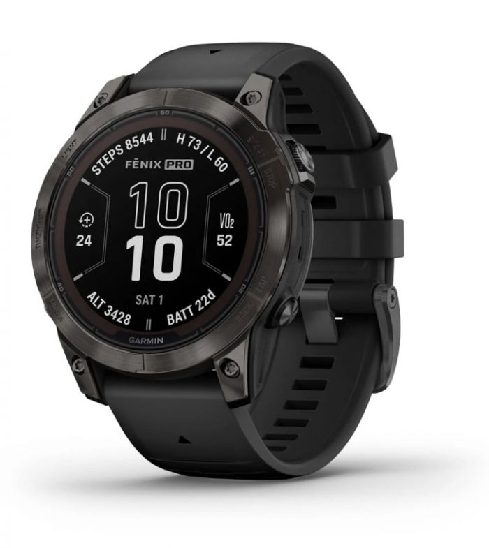 Смарт-годинник Garmin Fenix 7 Pro Sapphire Solar Carbon Gray DLC Titanium with Black Silicone (010-02777-54)