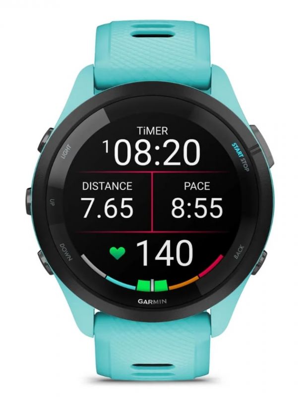 Смарт-годинник Garmin Forerunner 265 Black Bezel with Aqua Case and Aqua/Black Silicone Band (010-02810-52)