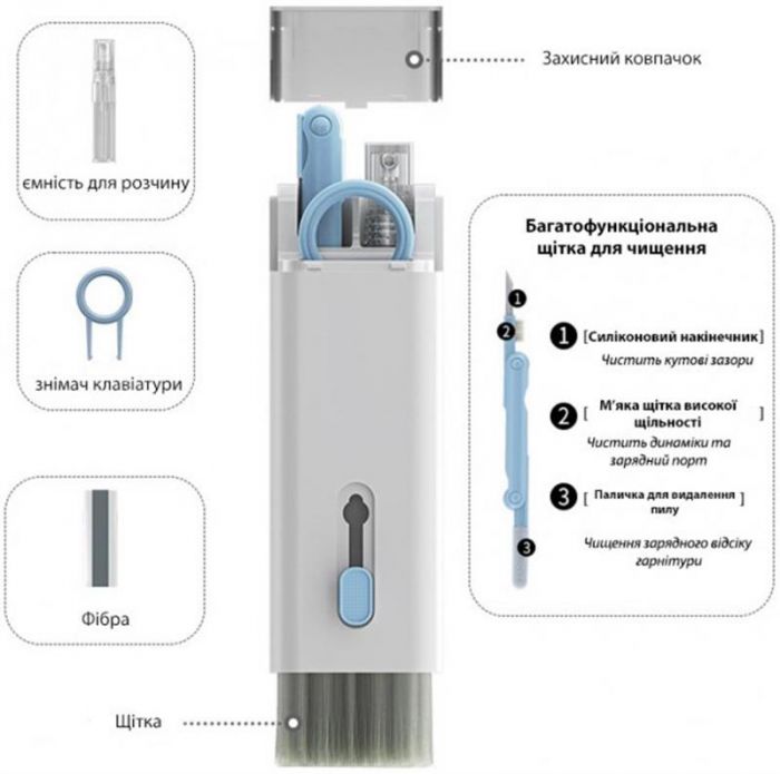 Багатофункціональний набір Xoko Clean set 100 для чищення електроніки та гаджетів Blue (XK-CS100-BLU)