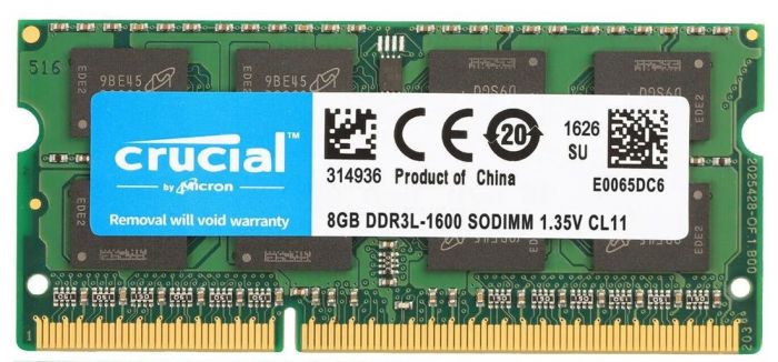 Модуль пам`ятi SO-DIMMDDR3L 8GB/1600 Crucial (CT102464BF160B.C16FPD)