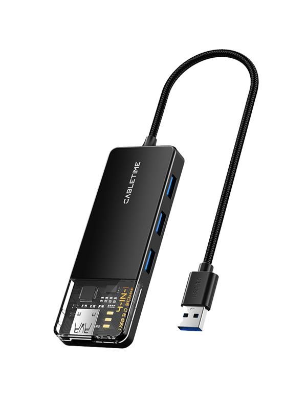 Концентратор Cabletime USB Type C - 4 Port USB 3.0, 0.15 cm (CB02B)