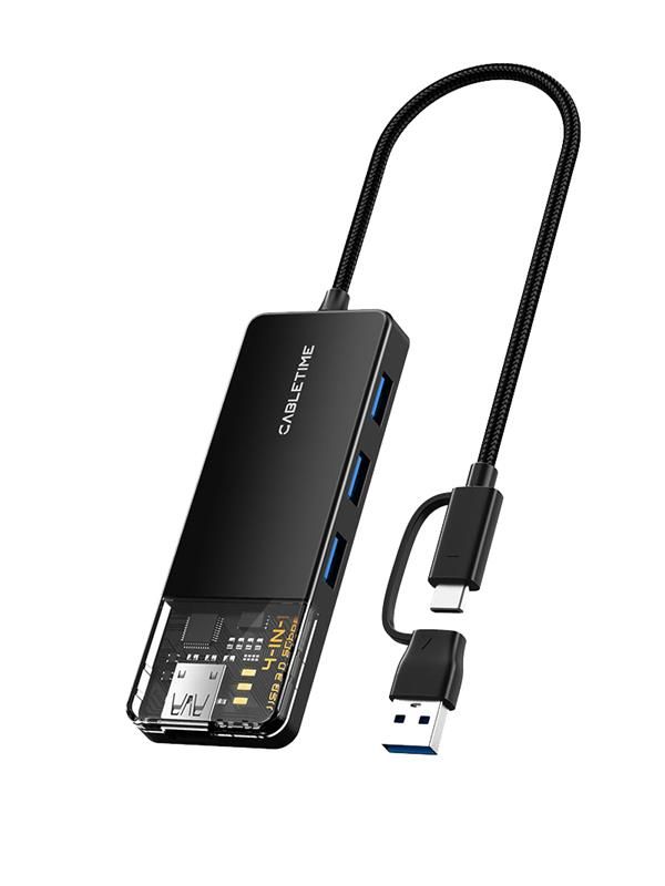 Концентратор Cabletime USB Type C - 4 Port USB 3.0, 0.15 m (CB03B)