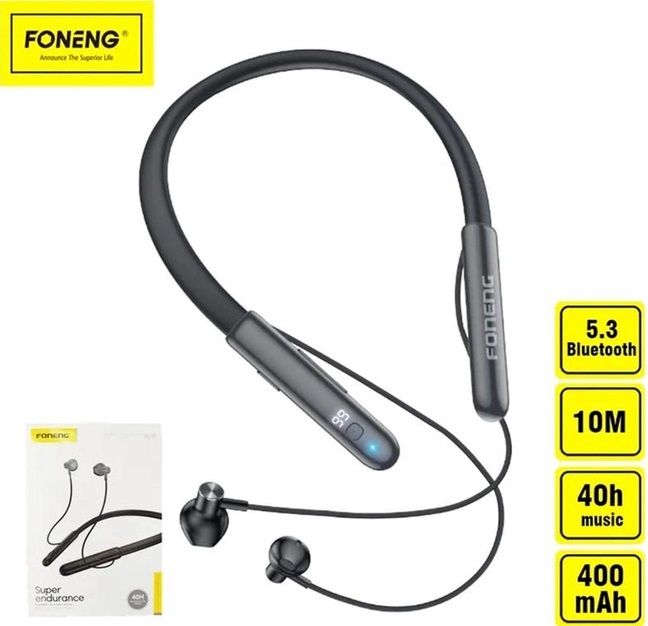 Bluetooth-гарнітура Foneng BL37 Digital Display Neckband Bluetooth Earphone (BL37-BE-DDN)