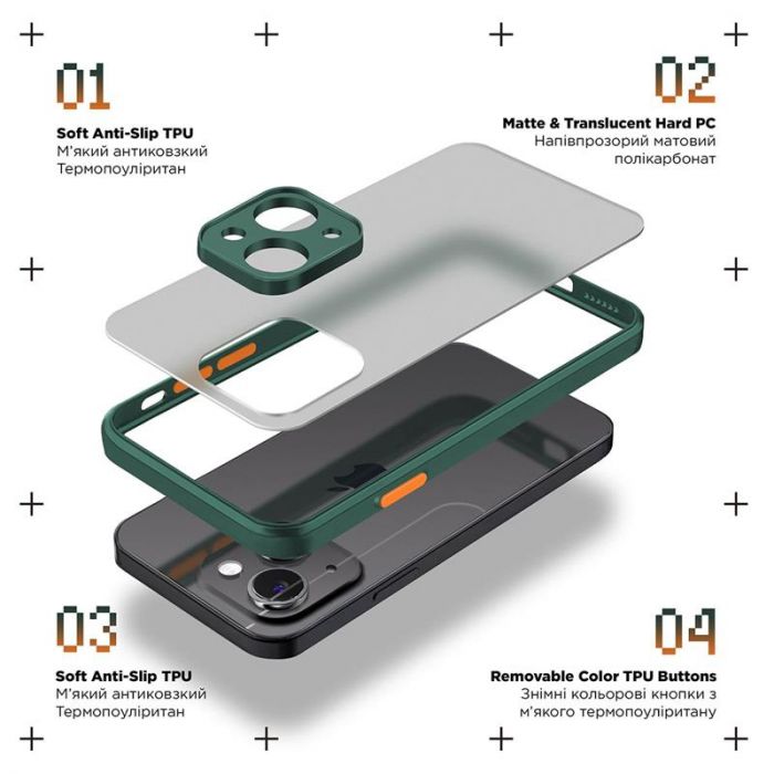 Чохол-накладка Armorstandart Frosted Matte для Xiaomi Redmi A2 Dark Green (ARM66742)