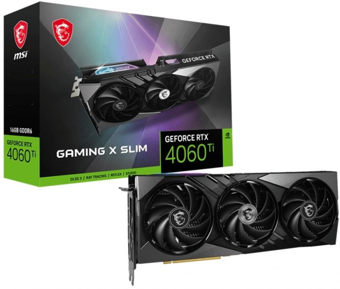 Відеокарта GF RTX 4060 Ti 16G GDDR6 Gaming X Slim MSI (GeForce RTX 4060 Ti GAMING X SLIM 16G)