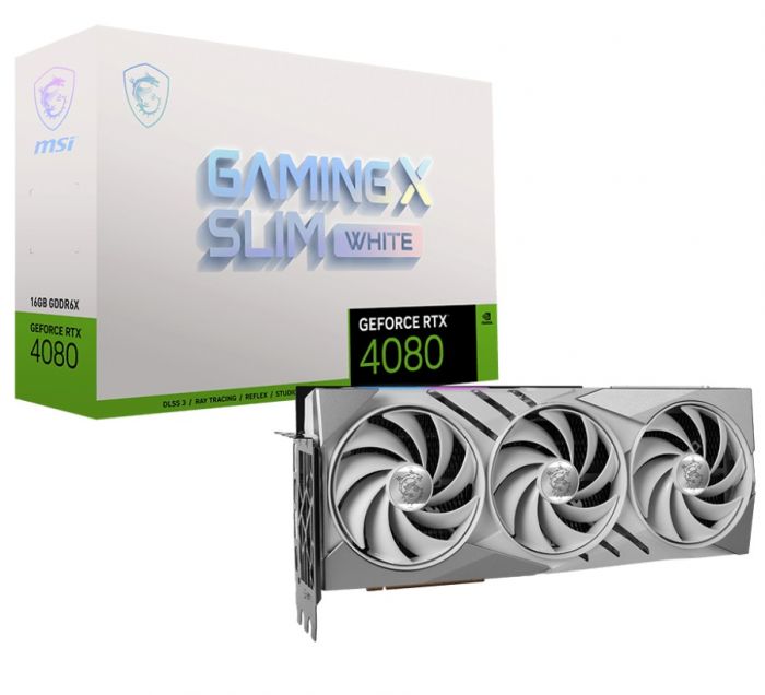 Відеокарта GF RTX 4080 16GB GDDR6X Gaming X Slim White MSI (GeForce RTX 4080 16GB GAMING X SLIM WHITE)