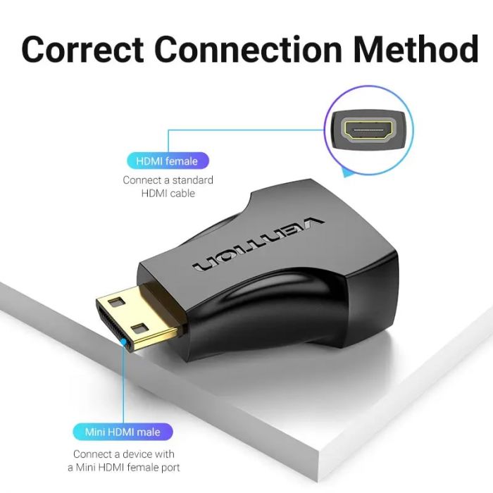 Адаптер Vention HDMI - mini-HDMI (F/M), чорний (AISBO)