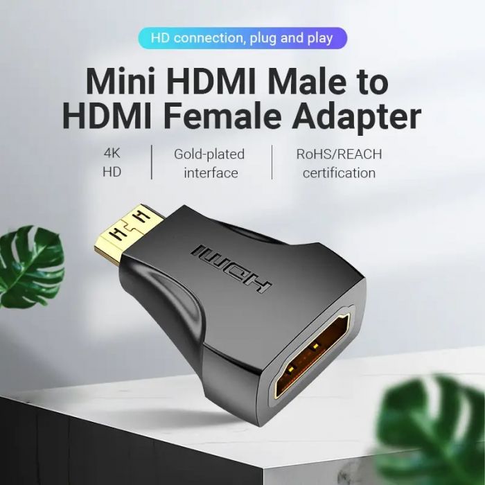 Адаптер Vention HDMI - mini-HDMI (F/M), чорний (AISBO)