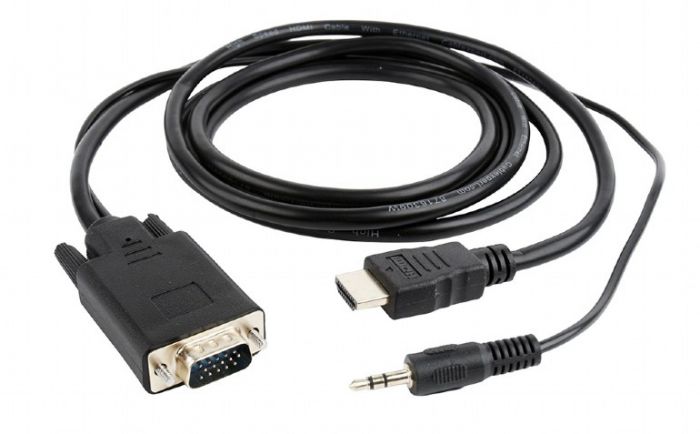 Кабель Cablexpert HDMI - VGA+3.5 мм V 1.4 (M/M), 1.8 м, чорний (A-HDMI-VGA-03-6) пакет