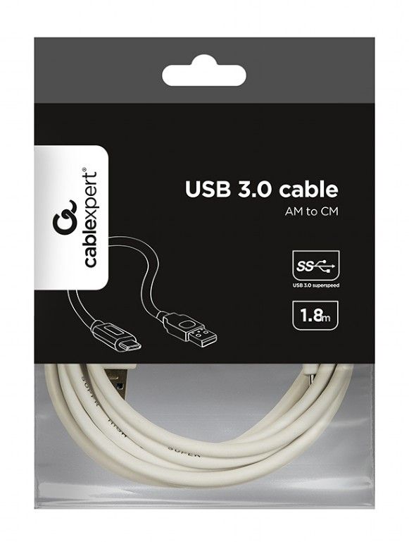 Кабель Cablexpert USB - USB Type-C V 3.0 (M/M), 1.8 м, білий (CCP-USB3-AMCM-6-W)