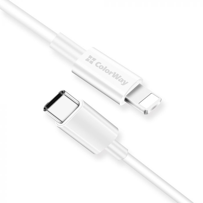 Кабель ColorWay USB-C-Lightning, 3.0А, 1м, White (CW-CBPDCL032-WH)