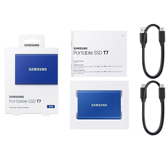 Накопичувач зовнішній SSD 2.5" USB 2.0TB Samsung T7 Indigo Blue (MU-PC2T0H/WW)