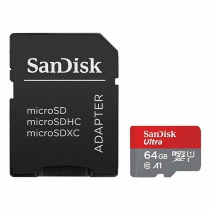 Карта пам`ятi MicroSDXC 64GB UHS-I Class 10 SanDisk Ultra A1 R140MB/s + SD-adapter (SDSQUAB-064G-GN6MA)