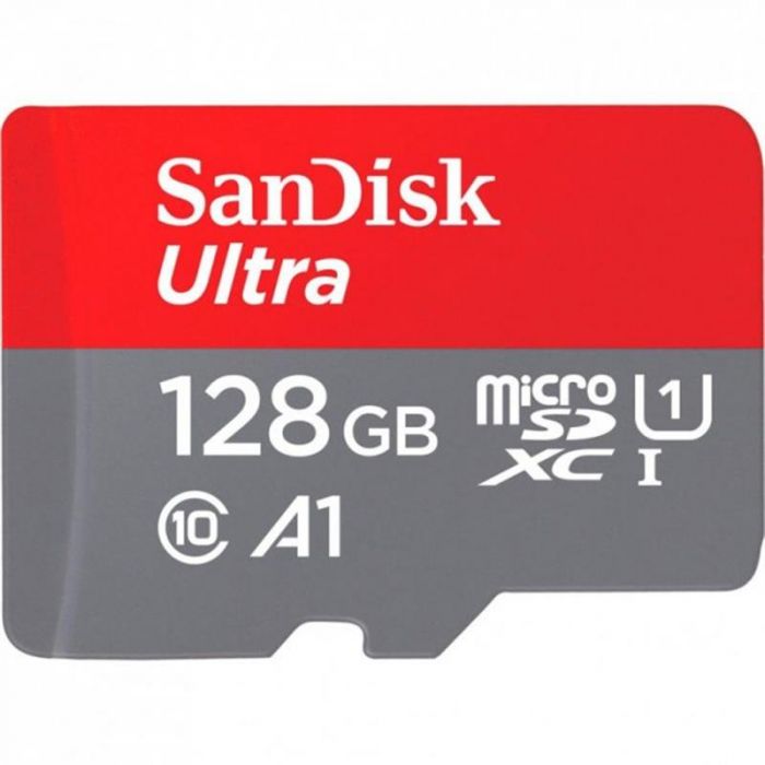 Карта пам`ятi MicroSDXC 128GB UHS-I Class 10 SanDisk Ultra A1 R140MB/s + SD-adapter (SDSQUAB-128G-GN6MA)