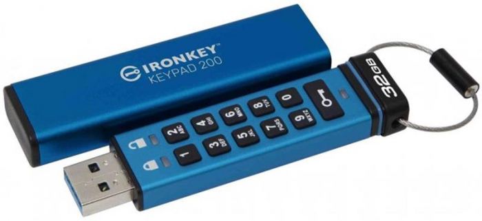 Флеш-накопичувач USB3.2 32GB Kingston IronKey Keypad 200 Type-A Blue (IKKP200/32GB)