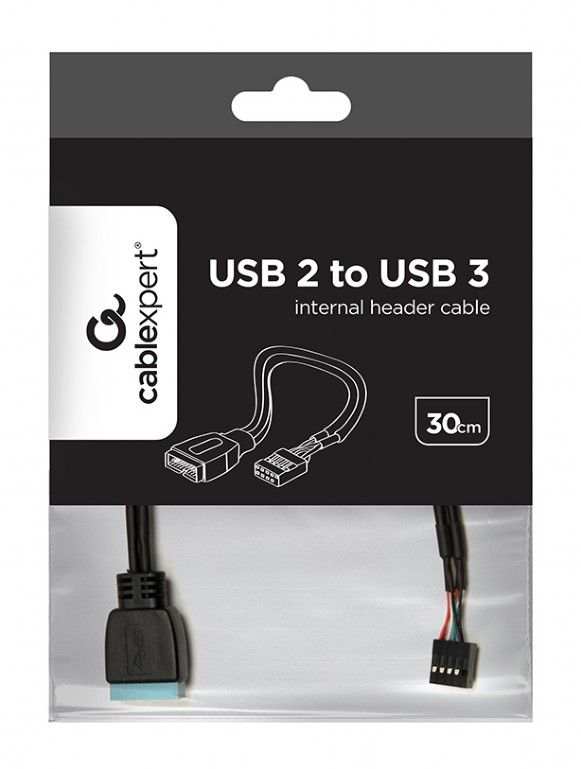 Кабель Cablexpert USB 2.0 9-pin - USB 3.0 19-pin (F/M), внутрішній, чорний, 0.15 м (CC-U3U2-01)