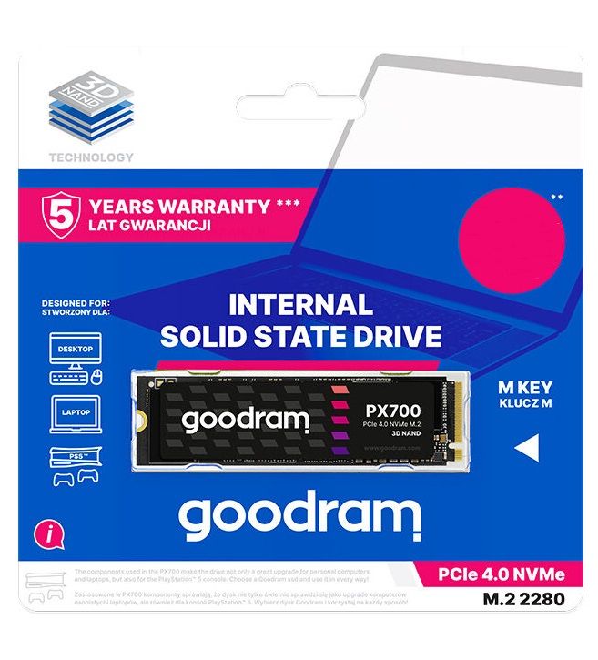 Накопичувач SSD 4TB Goodram PX700 M.2 2280 PCIe 4.0 x4 NVMe 3D NAND (SSDPR-PX700-04T-80)