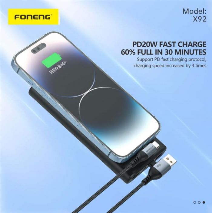 Кабель Foneng X92 4-in-1 (60W) USB/USB-C - USB-C/Lightning 1м Black (X92-CA-FIO)